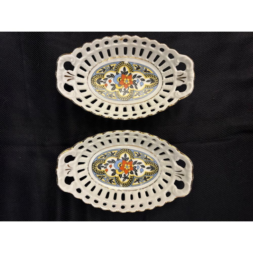 Vintage Miniature Reticulated Trinket Dishes Made in Germany Dainty Cottage